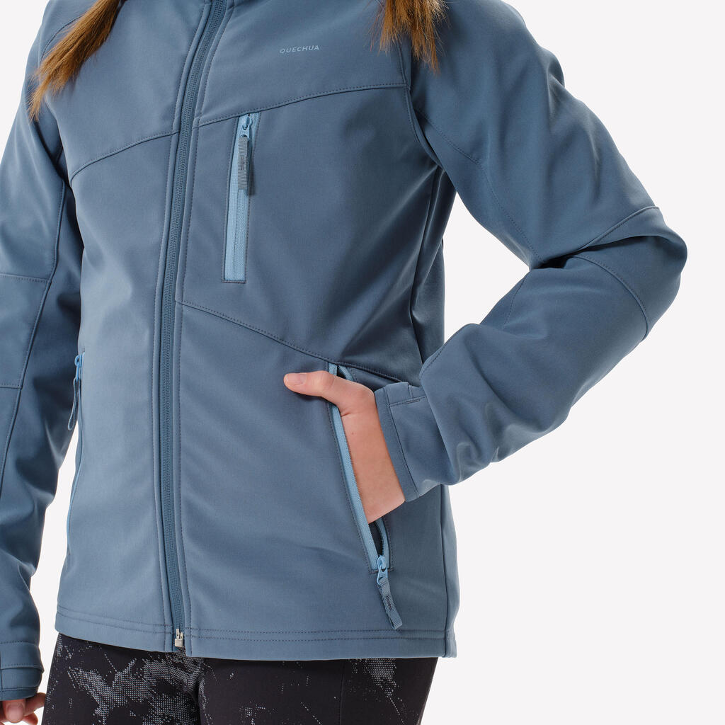 Kids' Hiking Softshell Jacket MH900, 7-15 years - Blue