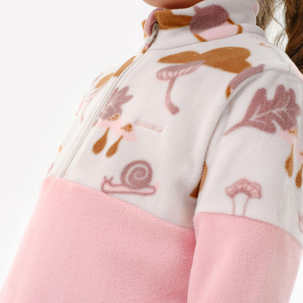 Kids’ hiking fleece jacket MH500 half zip - 2-6 years - Yellow and Beige