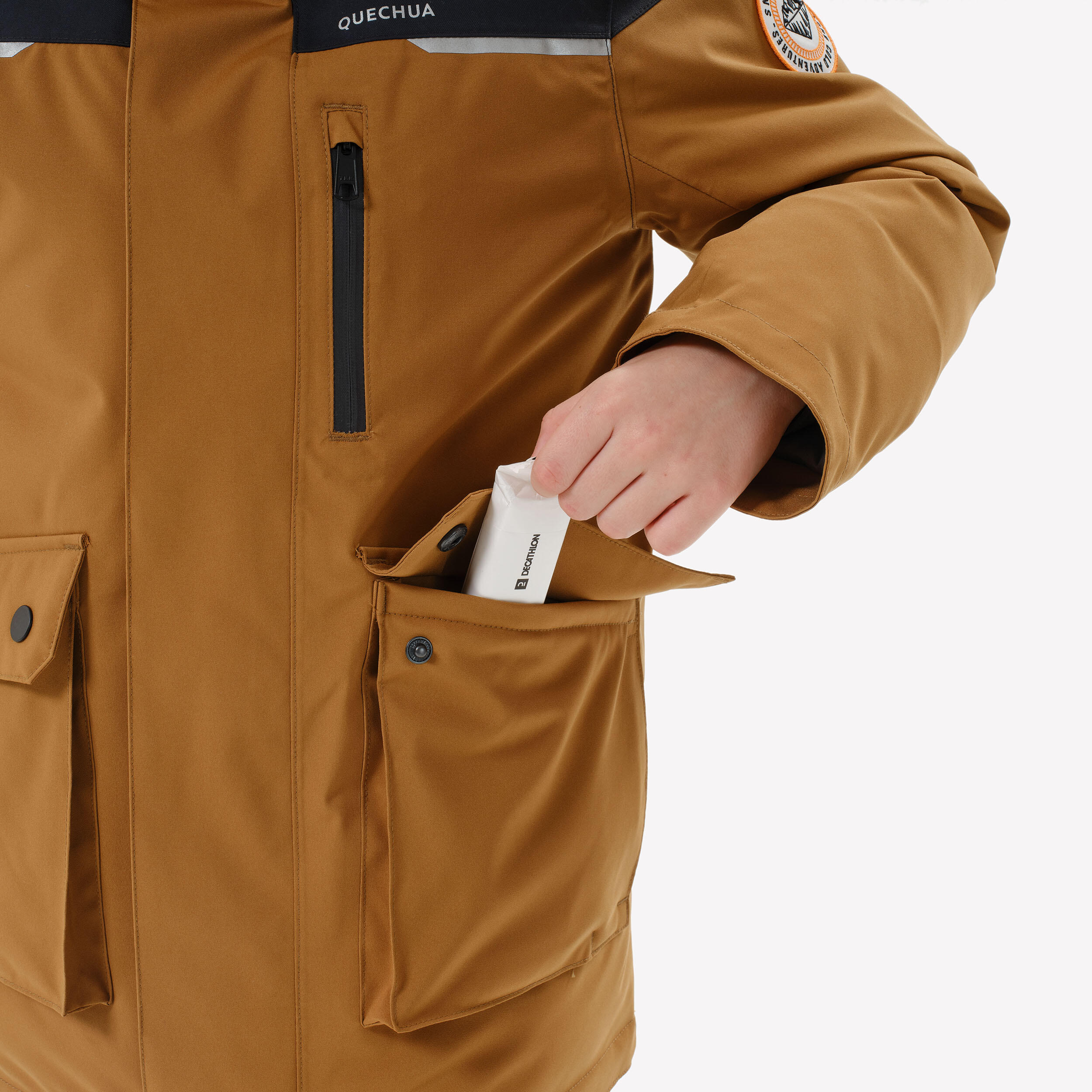 Boys’ warm and waterproof hiking Parka NH900 - 7-15 years - Brown 10/16