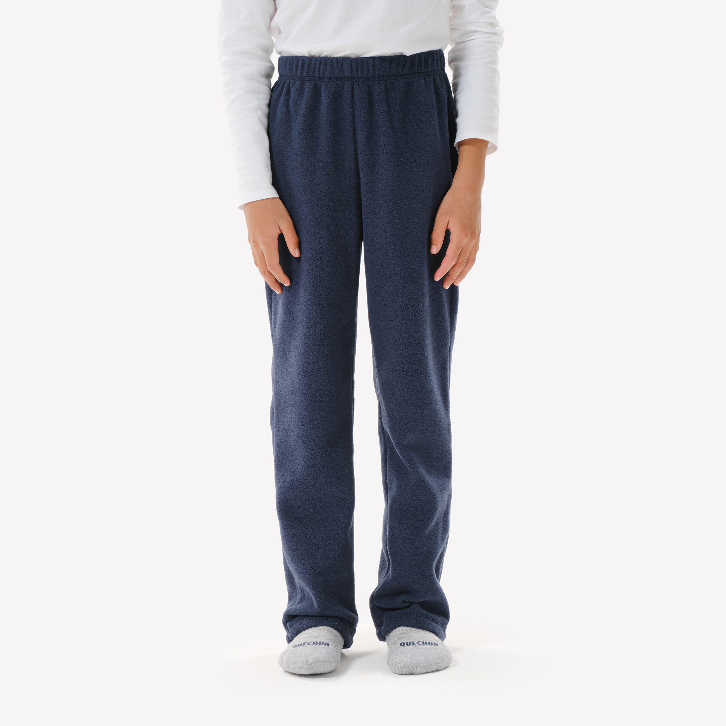 MH100 TWEEN FLEECE HIKING PANTS - BLUE