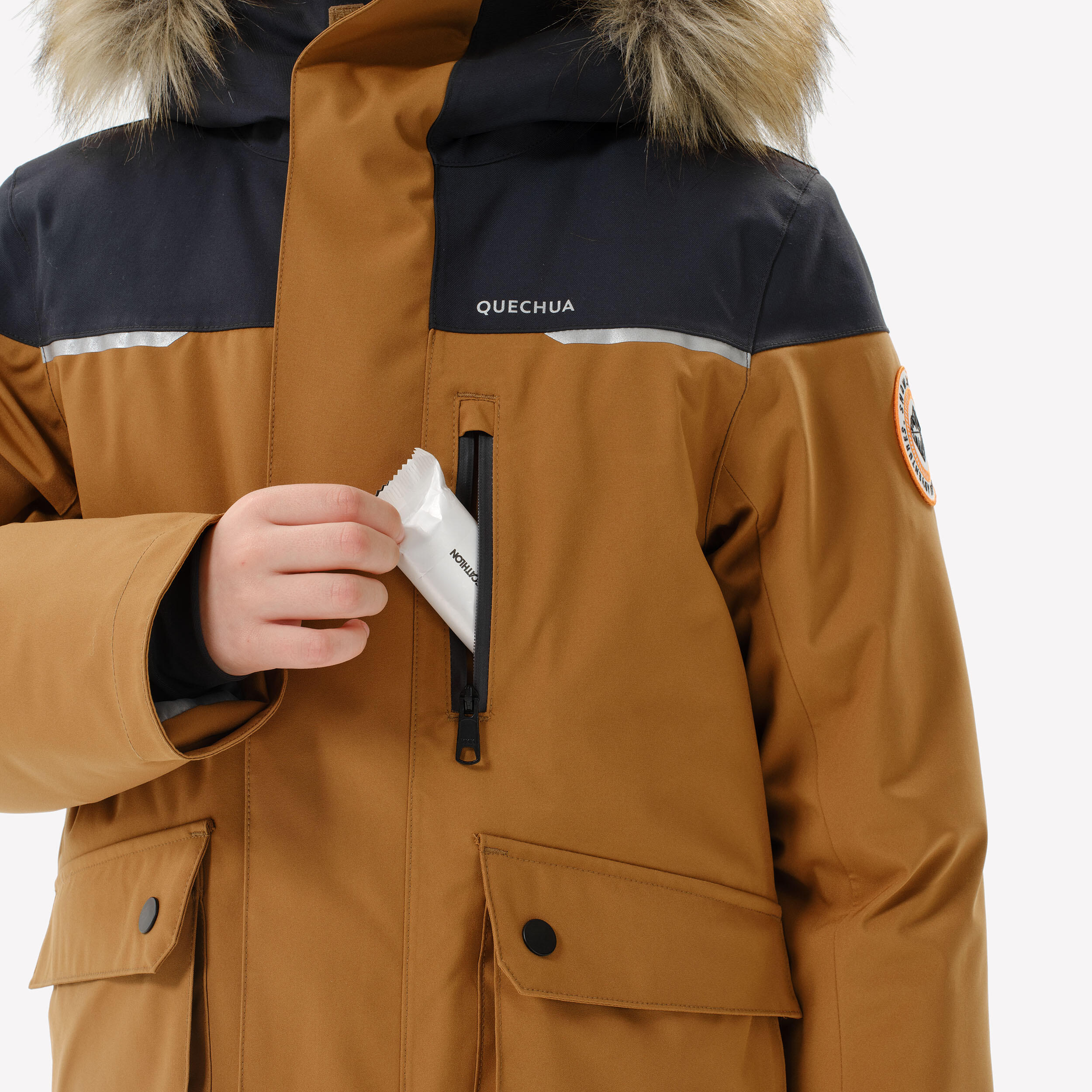Boys’ warm and waterproof hiking Parka NH900 - 7-15 years - Brown 9/16