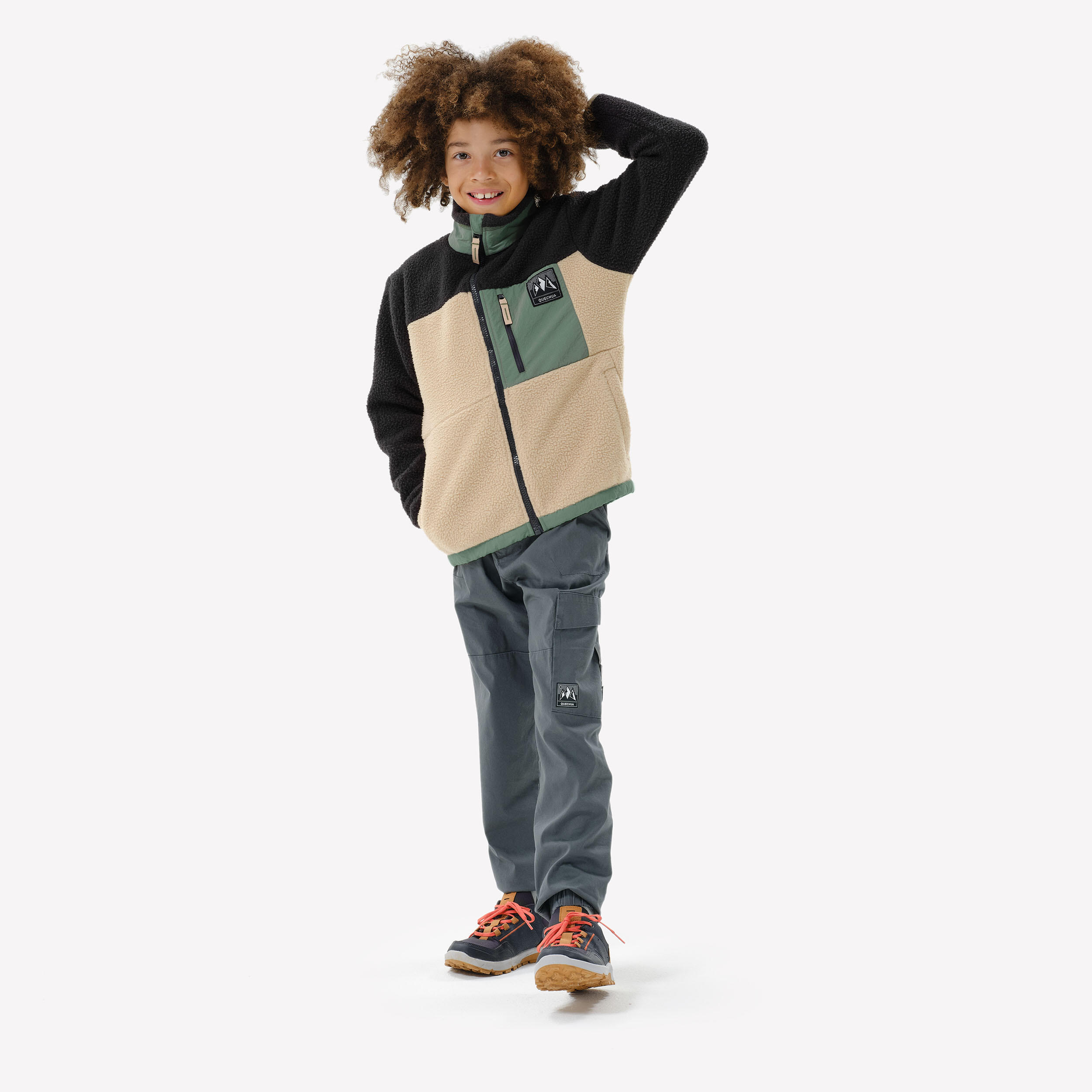 Polar sherpa cálido niño 7-15 años NH 900 cremallera camuflaje beige negro ve 10/14