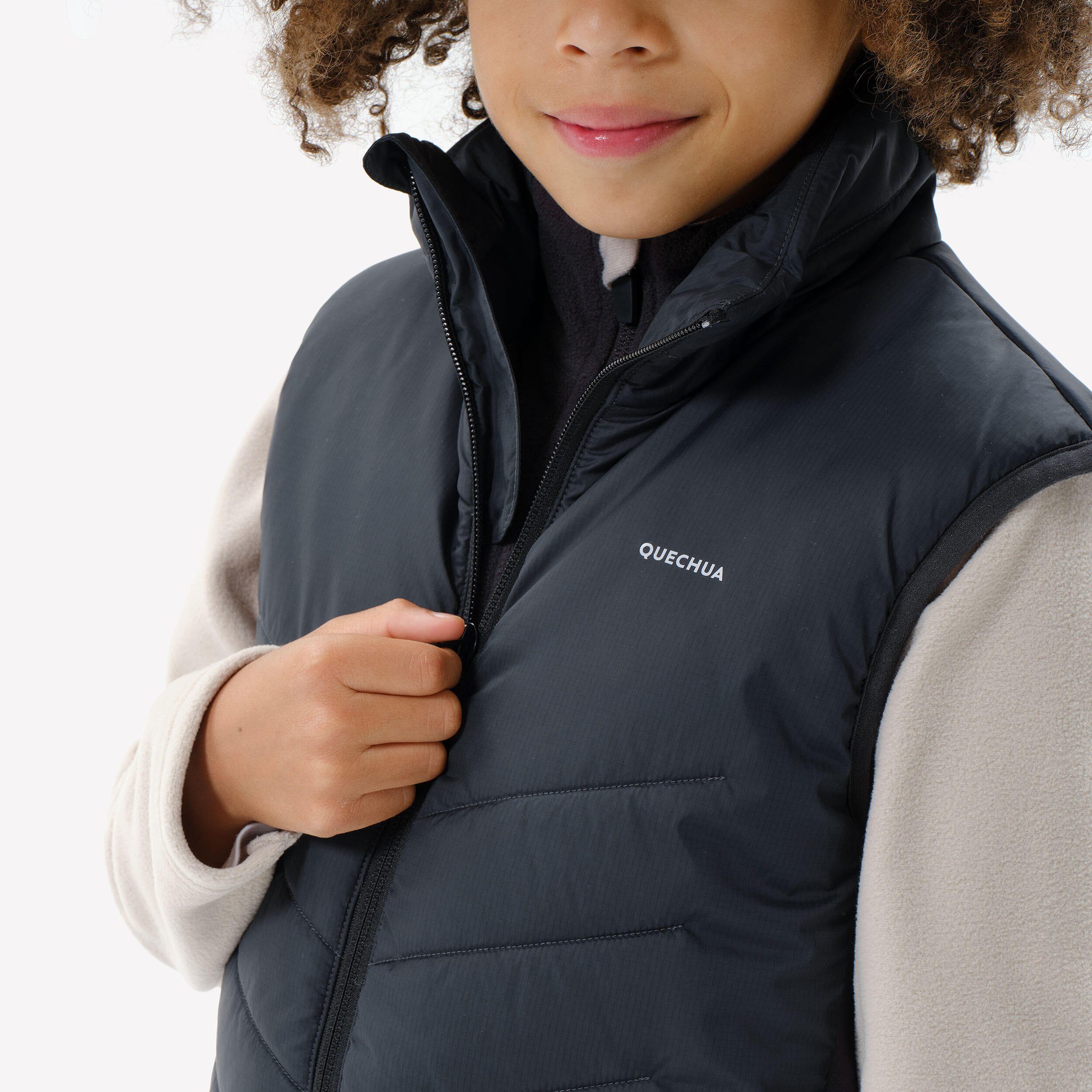 HIKING JACKET - HYBRID BLACK - CHILDREN 7-15 YEARS