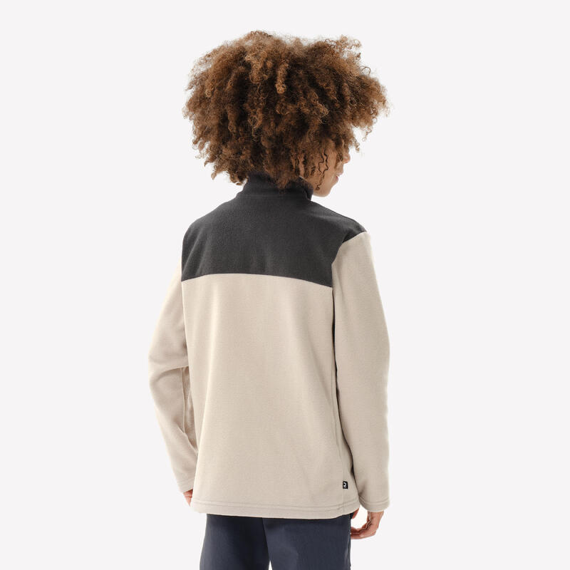 Veste polaire de randonnée enfant 7-15 ans, MH500 zip beige et gris