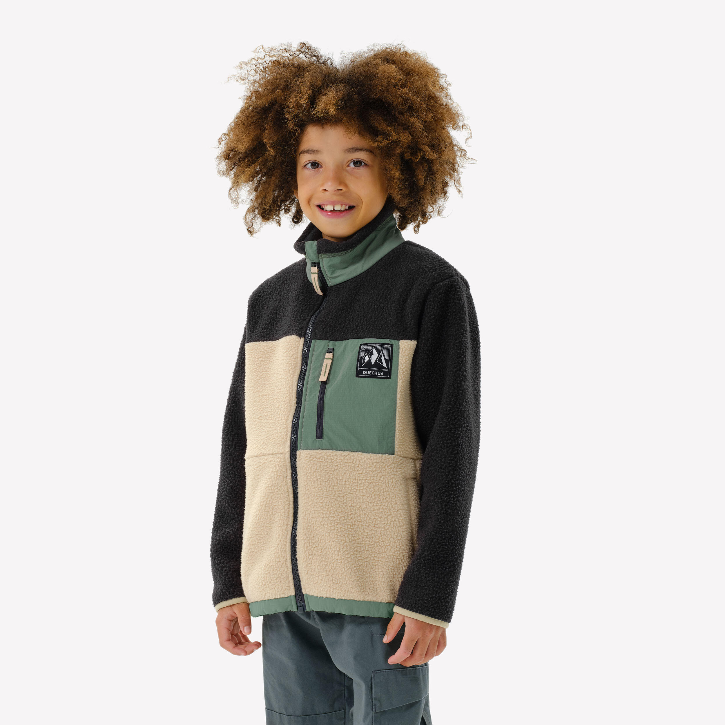 Polar sherpa cálido niño 7-15 años NH 900 cremallera camuflaje beige negro ve 9/14
