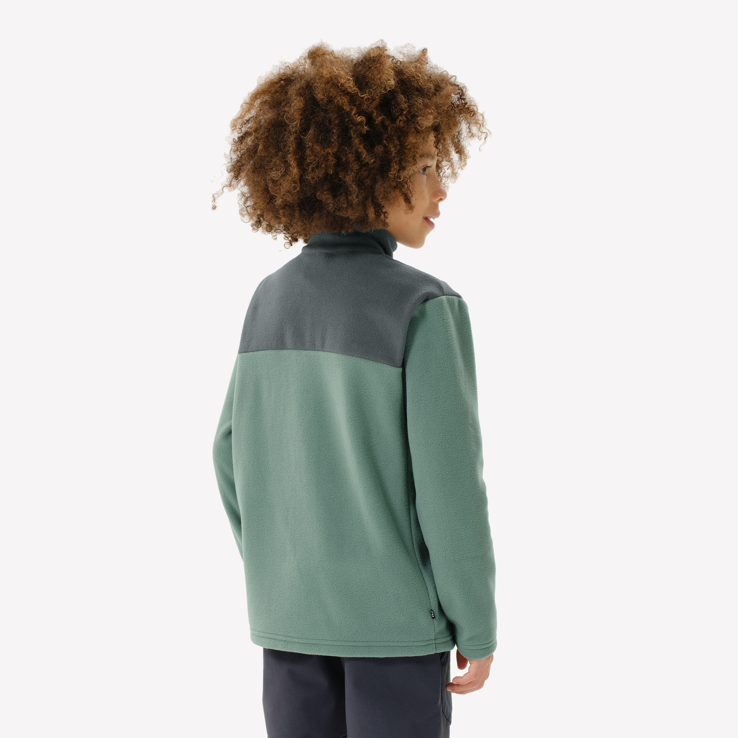 Kids’ hiking fleece jacket MH500 Zip - 7-15 years - Green