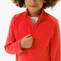 Kids’ hiking fleece jacket MH100 Half Zip - 7-15 years - Red