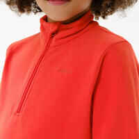 Kids’ hiking fleece jacket MH100 Half Zip - 7-15 years - Red
