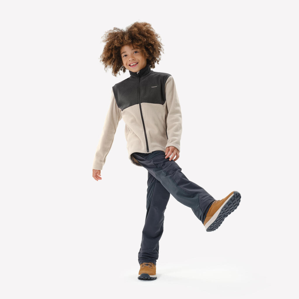 Kids’ hiking fleece jacket MH500 Zip, 7-15 years - Sky Blue