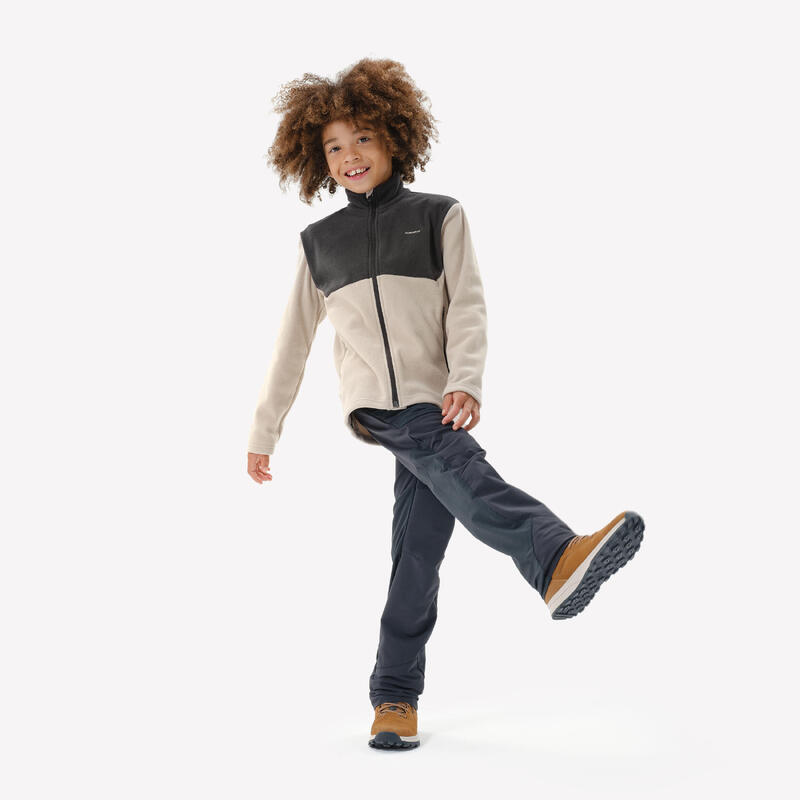 Veste polaire de randonnée enfant 7-15 ans, MH500 zip beige et gris
