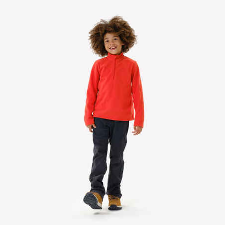 Kids’ hiking fleece jacket MH100 Half Zip - 7-15 years - Red