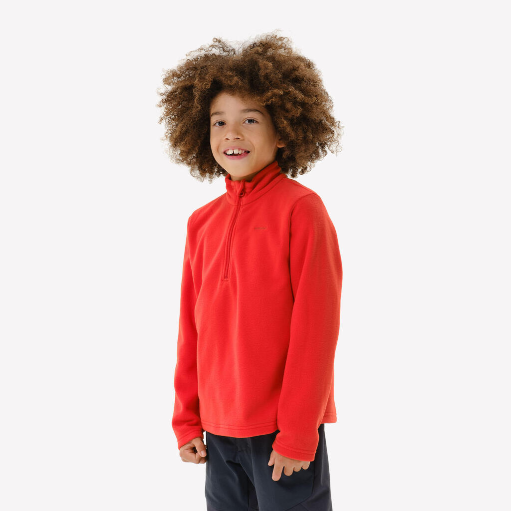 Kids’ Hiking Fleece Jacket MH100 - 7-15 years - Half Zip - Blue