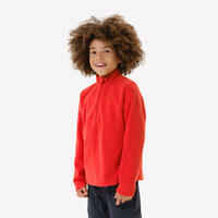 Kids’ hiking fleece jacket MH100 Half Zip - 7-15 years - Red
