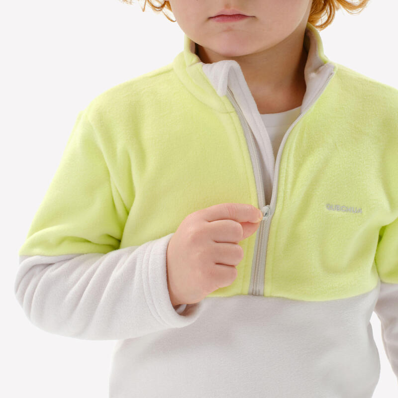Polaire de randonnée enfant 2-6 ans, MH500 demi zip jaune et beige