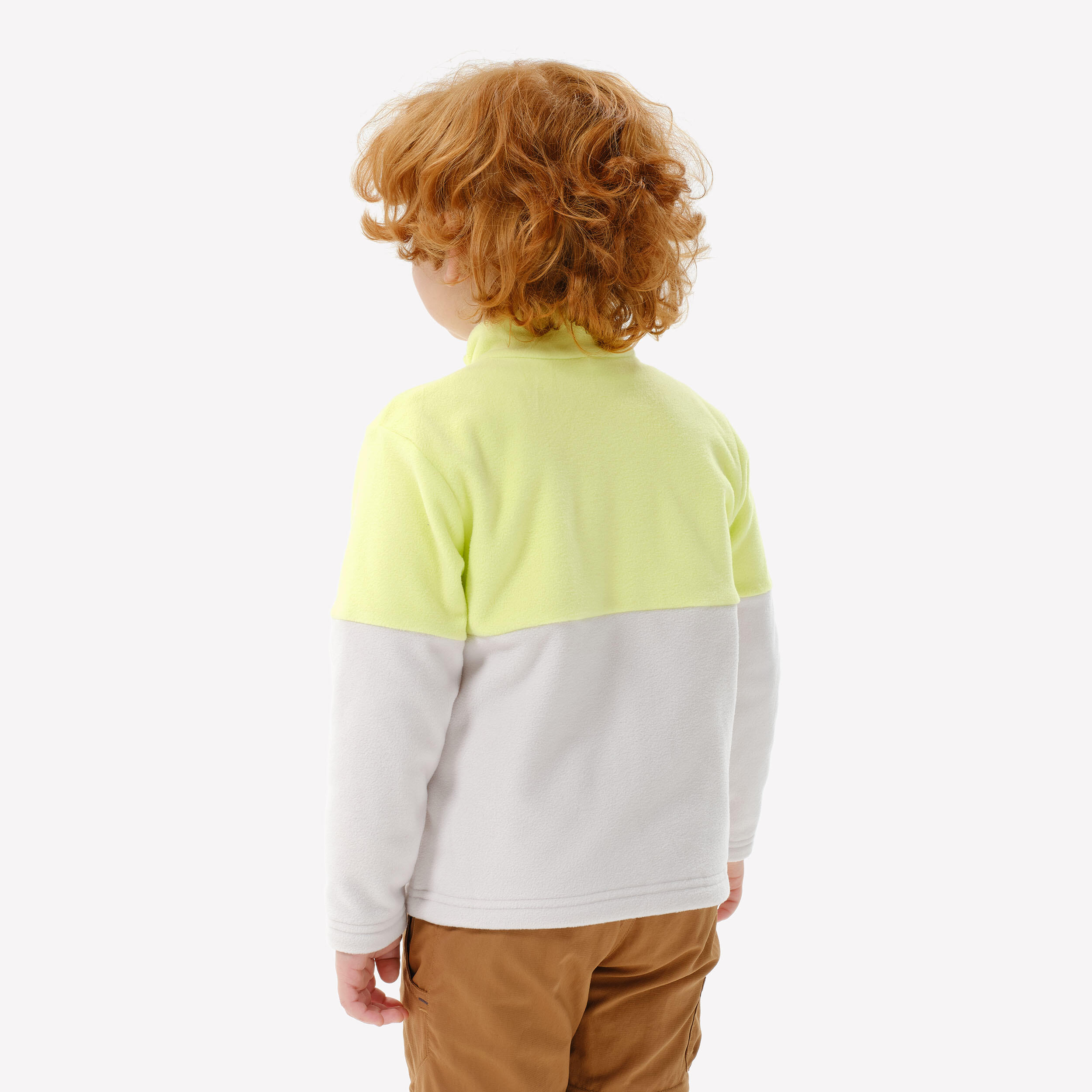 Kids’ hiking fleece jacket MH500 half zip - 2-6 years - Yellow and Beige 3/6