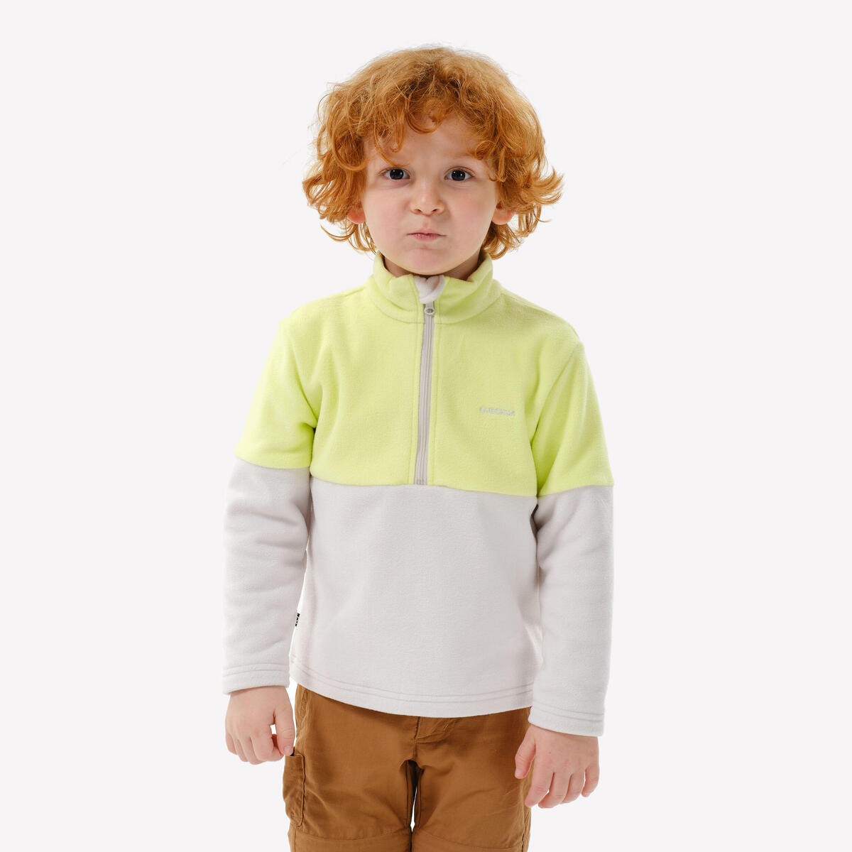 Polaire de randonnée enfant 2-6 ans, MH500 demi zip jaune et beige