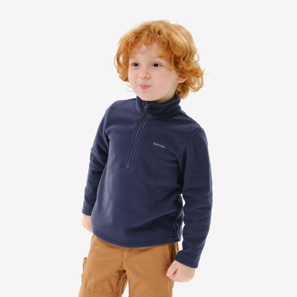 Kids’ hiking fleece jacket - 2-6 years - MH100 - Half Zip - Blue