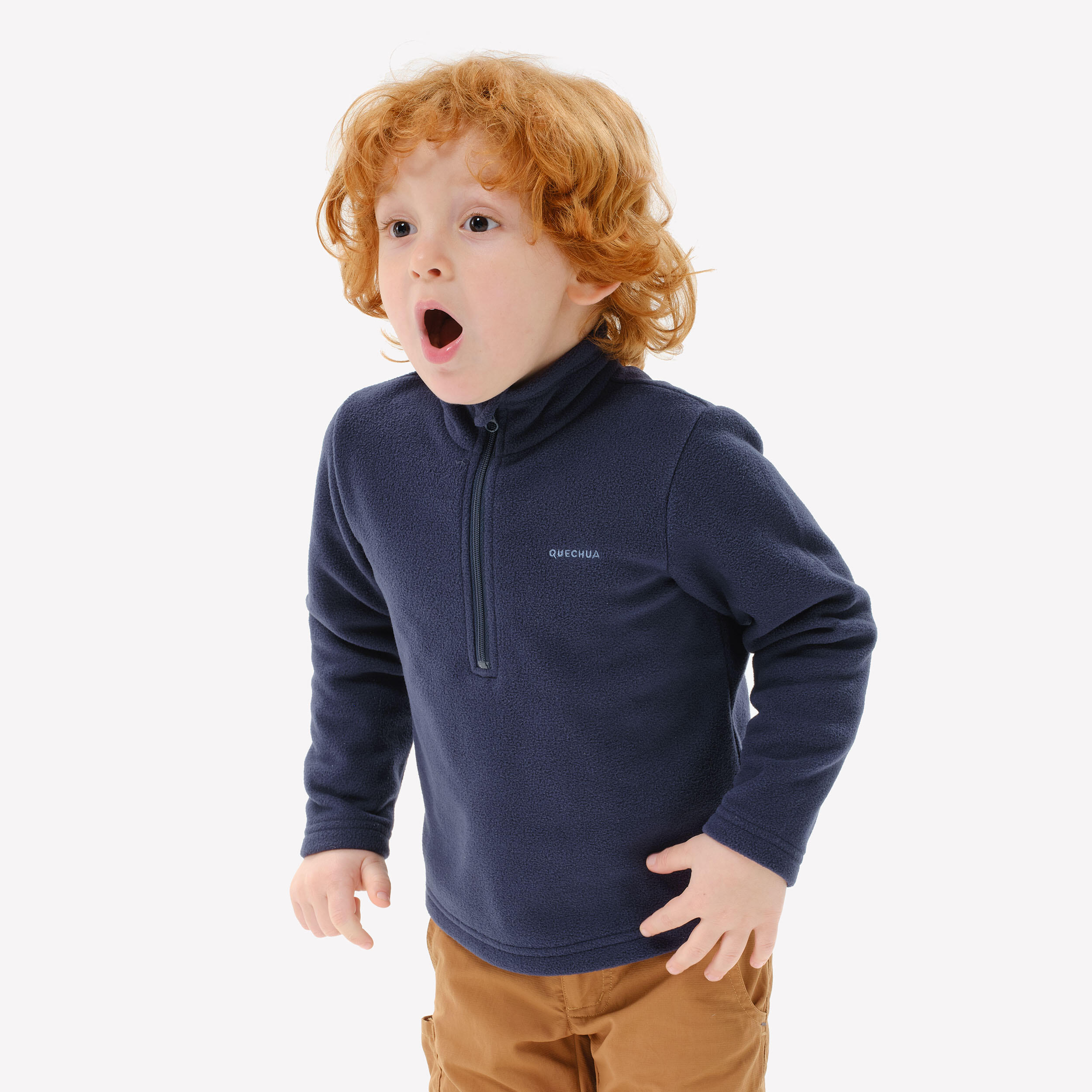 Kids’ Half-Zip Fleece Hiking Jacket, MH 100 Age 2–6 - QUECHUA