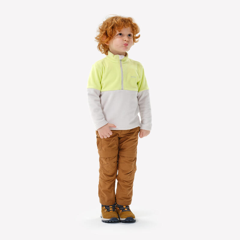 Polaire de randonnée enfant 2-6 ans, MH500 demi zip jaune et beige