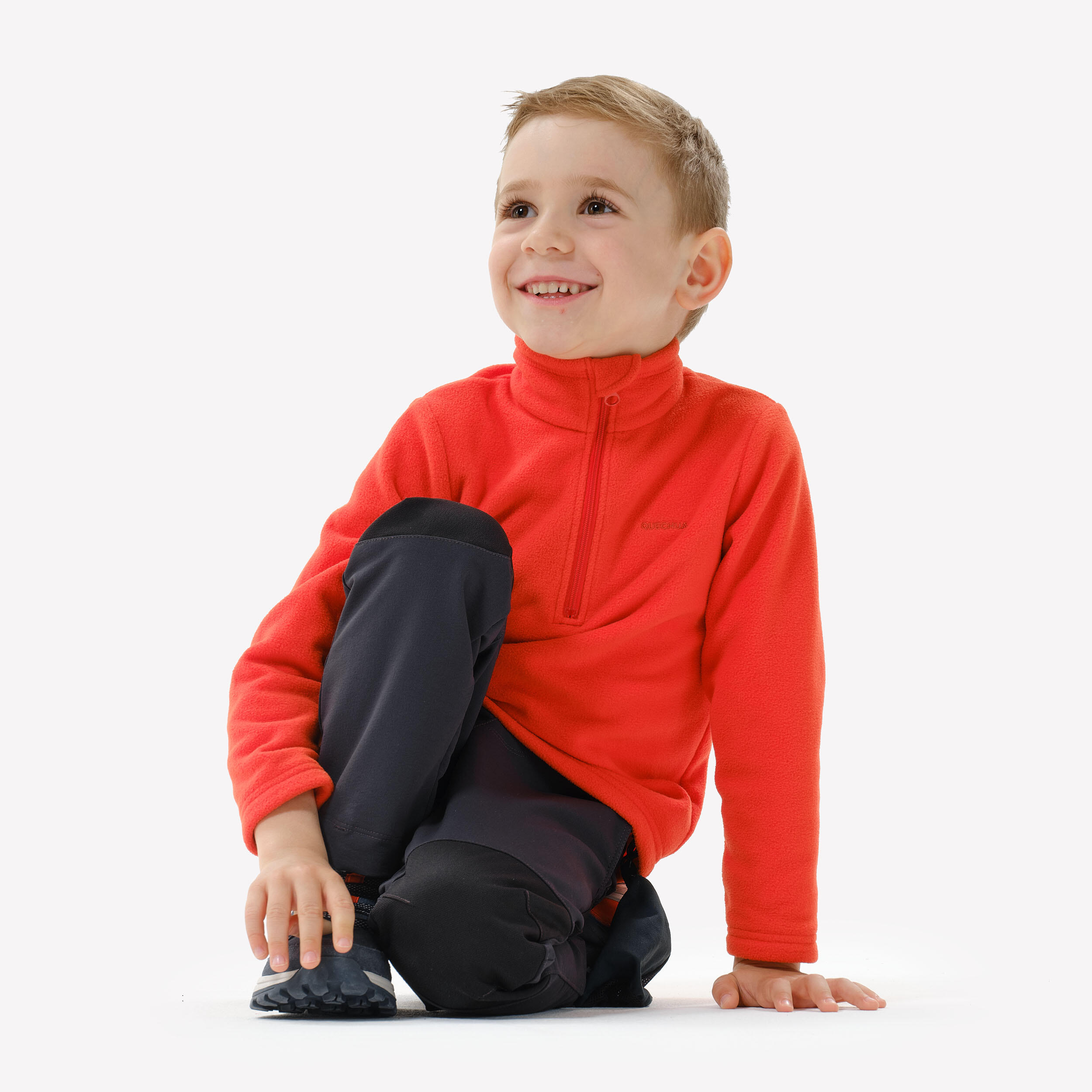 Sudadera de senderismo de forro polar roja para niños de 2 a 6 años MH100 14/22