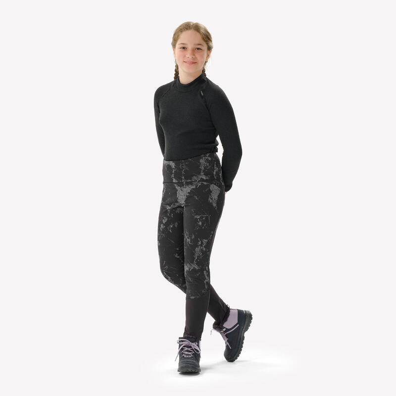 Legging chaud de randonnée fille 7-15 ans, NH100 noir