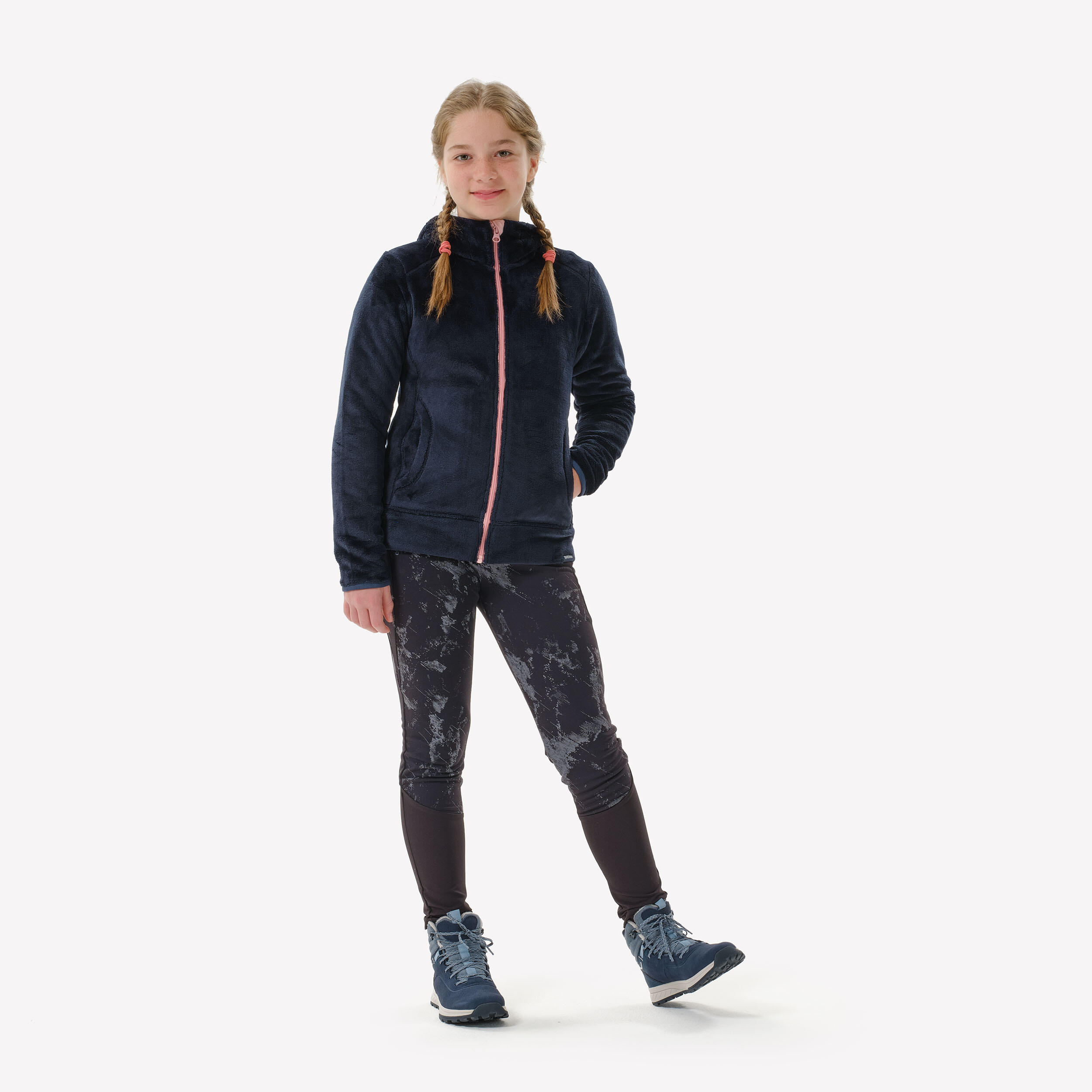 Junior Warm Hiking Fleece Jacket - MH500 Navy Blue (7-15 Yrs)
