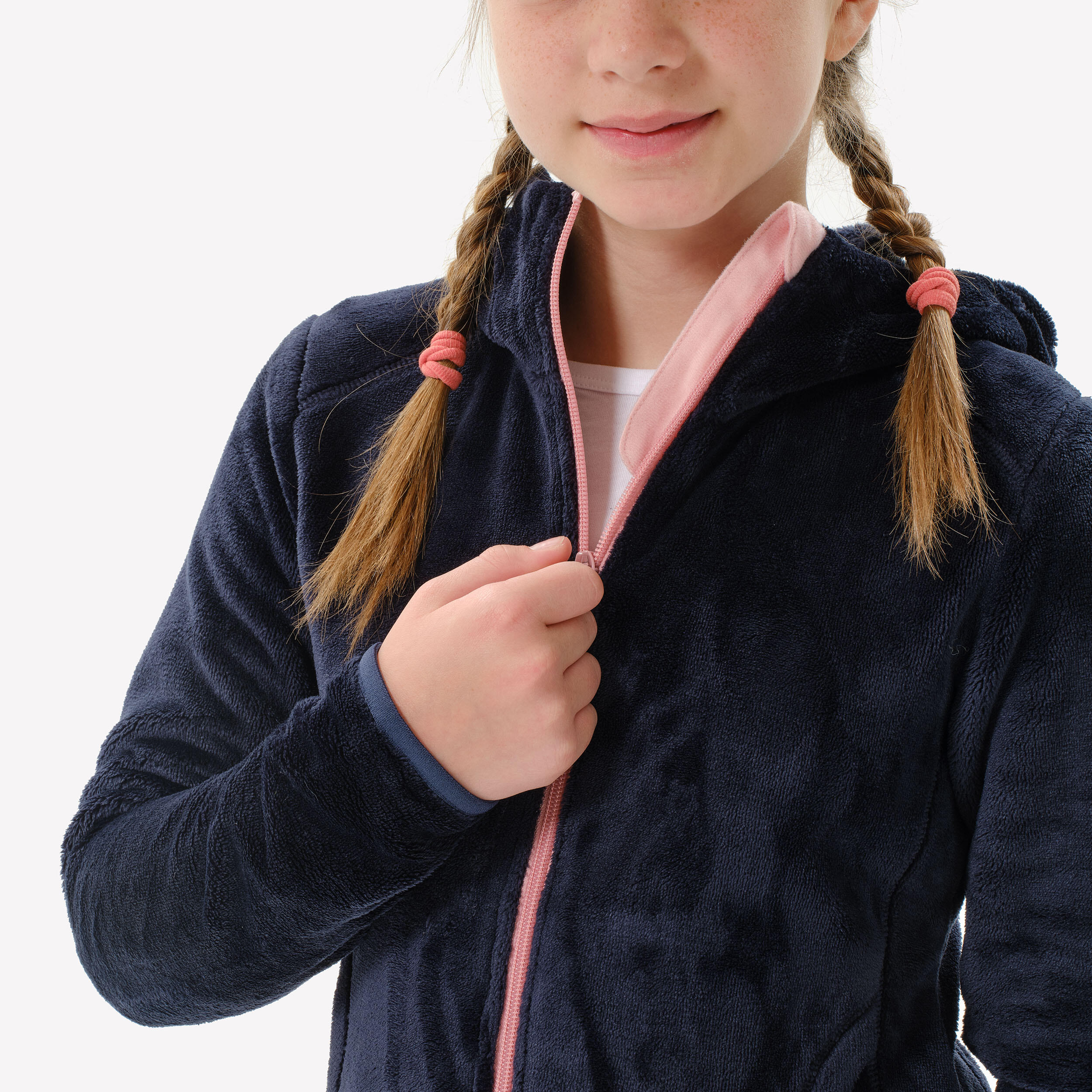 Junior Warm Hiking Fleece Jacket - MH500 Navy Blue (7-15 Yrs)