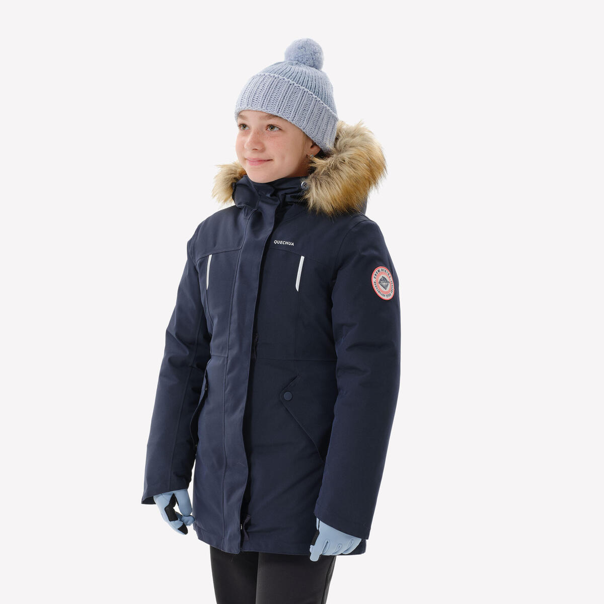 Parka chaude et imperméable de randonnée fille 7-15 ans, NH900 bleu