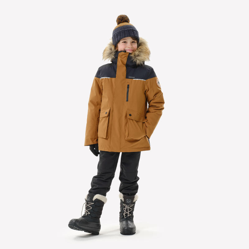 Parka montagna bambino SH900 impermeabile marrone grigio | -23°C