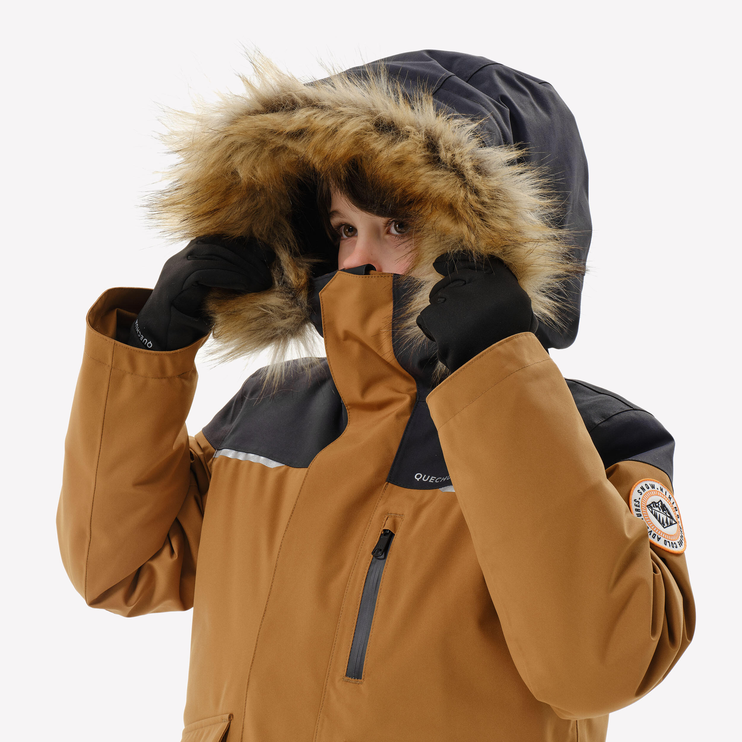 Boys’ warm and waterproof hiking Parka NH900 - 7-15 years - Brown 8/16
