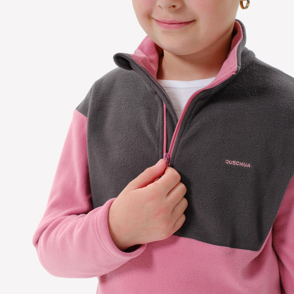 Παιδικό φούτερ fleece πεζοπορίας - MH500 1/2 ZIP - Ηλικίες 7-15 ετών