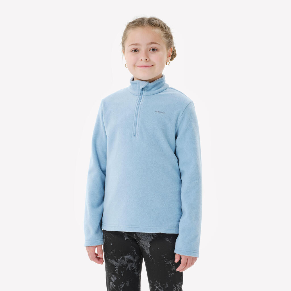 Kids’ Hiking Fleece Jacket MH100 - 7-15 years - Half Zip - Blue