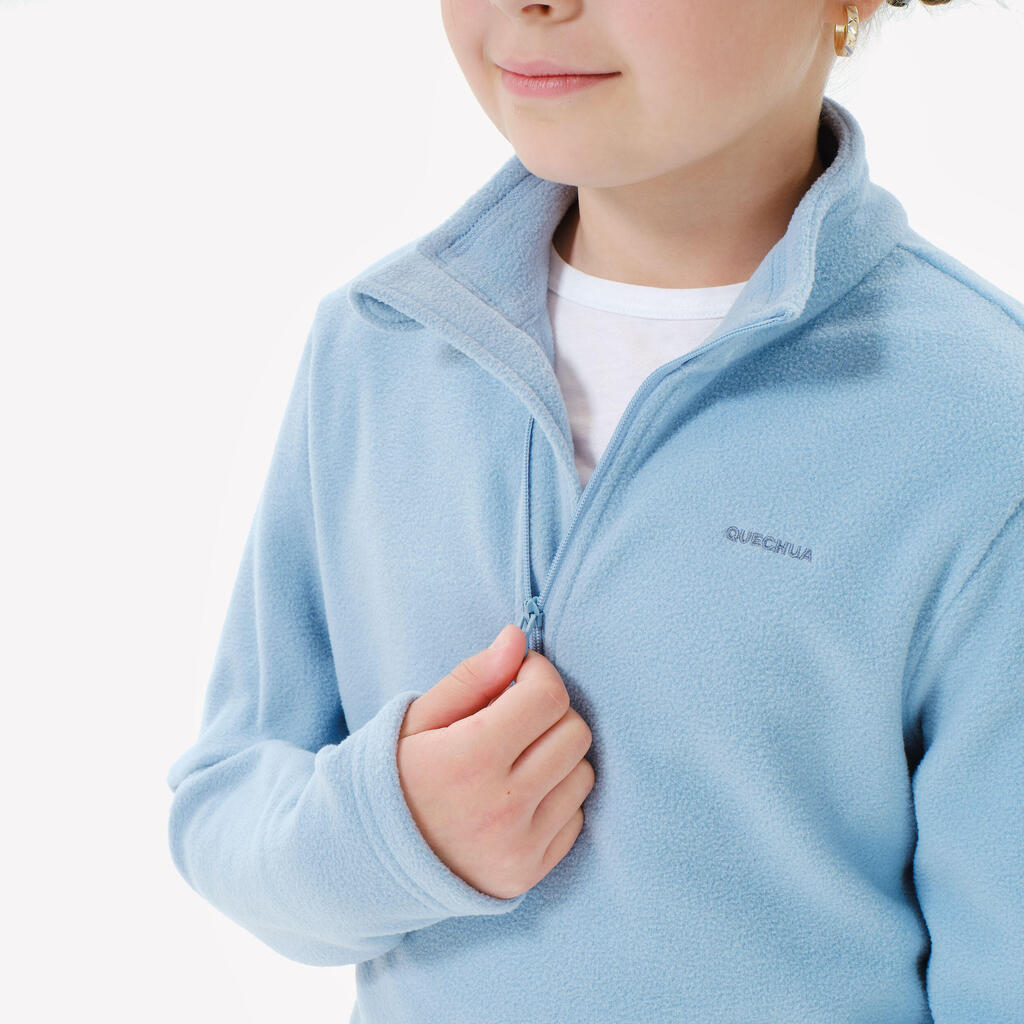 Kids’ Hiking Fleece Jacket MH100 - 7-15 years - Half Zip - Blue