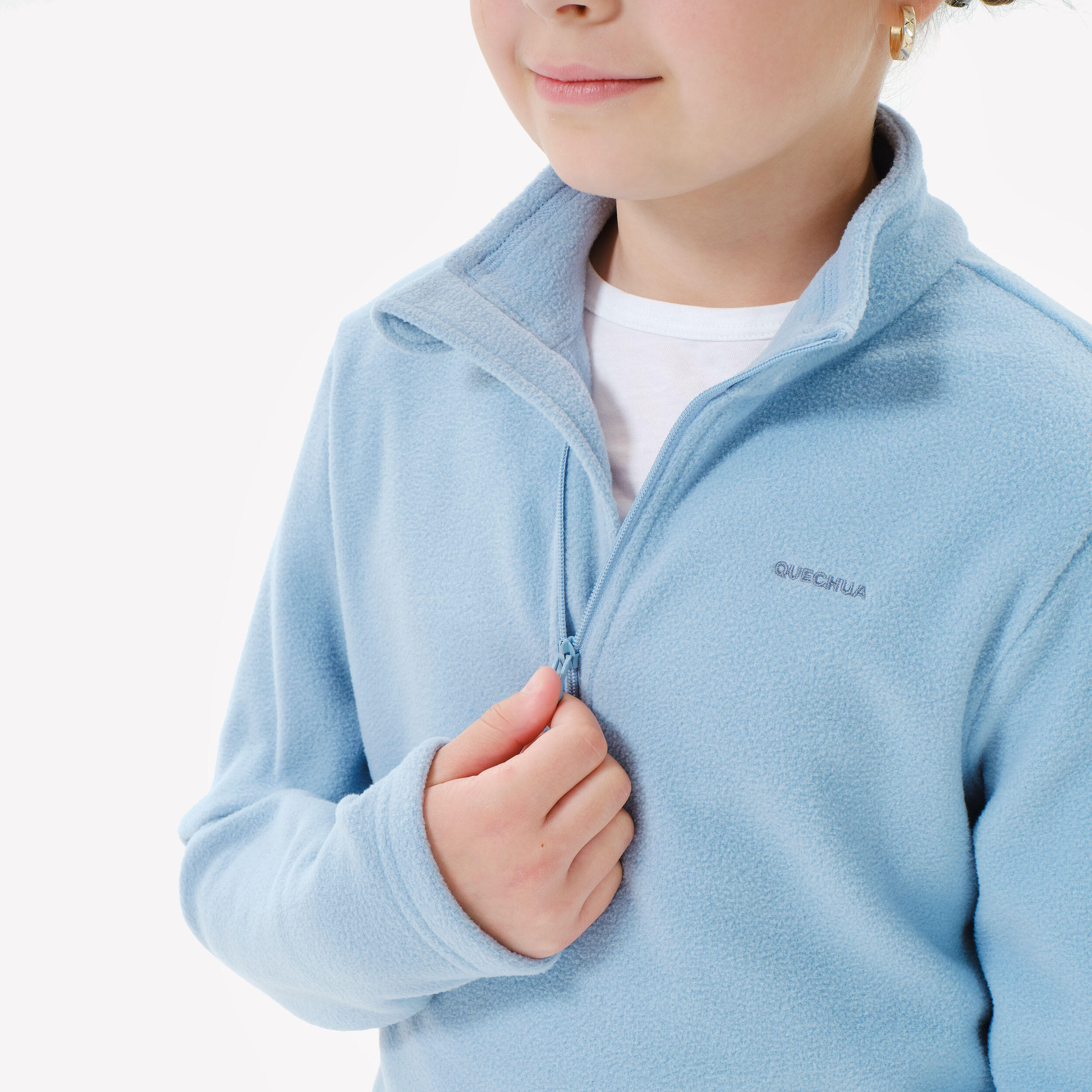 Kids’ hiking fleece jacket - 7-15 years - MH100 Half Zip - Sky Blue 4/5