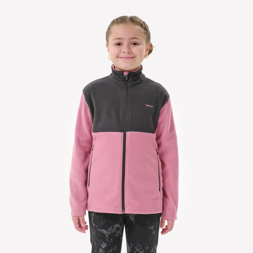Kids’ hiking fleece jacket MH500 Zip, 7-15 years - Sky Blue