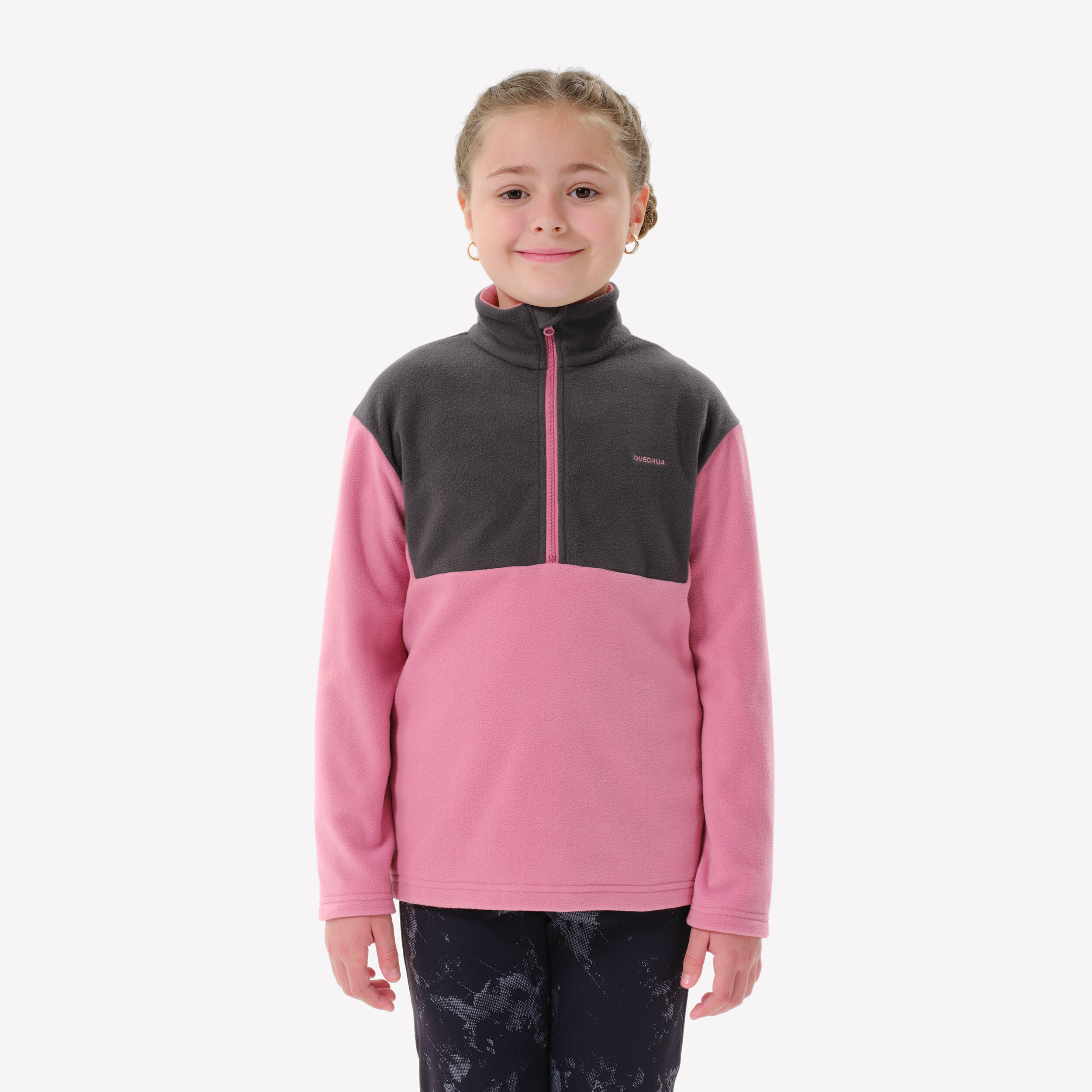 QUECHUA Fleecepullover Kinder Jungen 1/2 Reissverschluss Wandern - MH100 TW