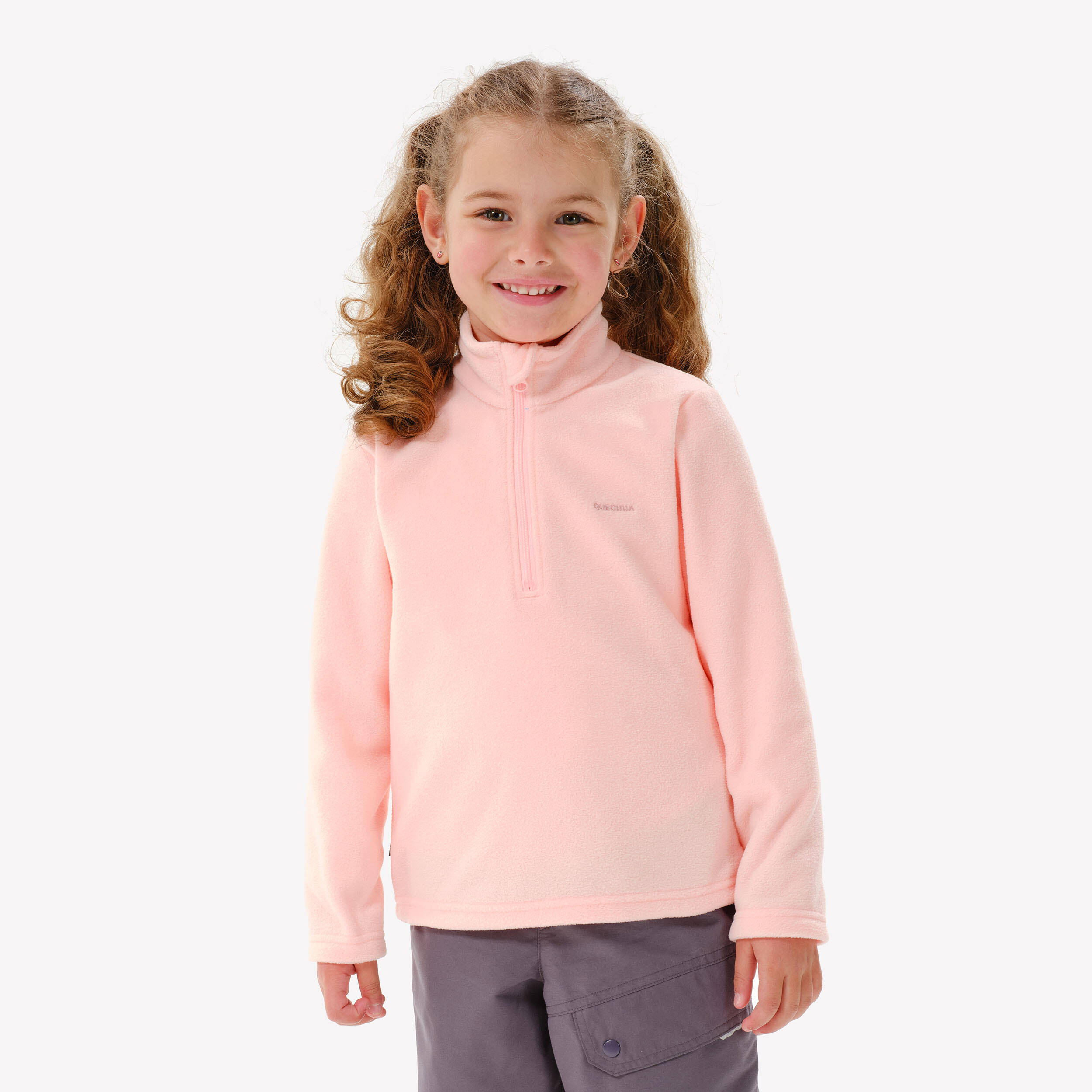 Junior Girl Hiking Fleece MH100 - Pink (2-6 Yrs)