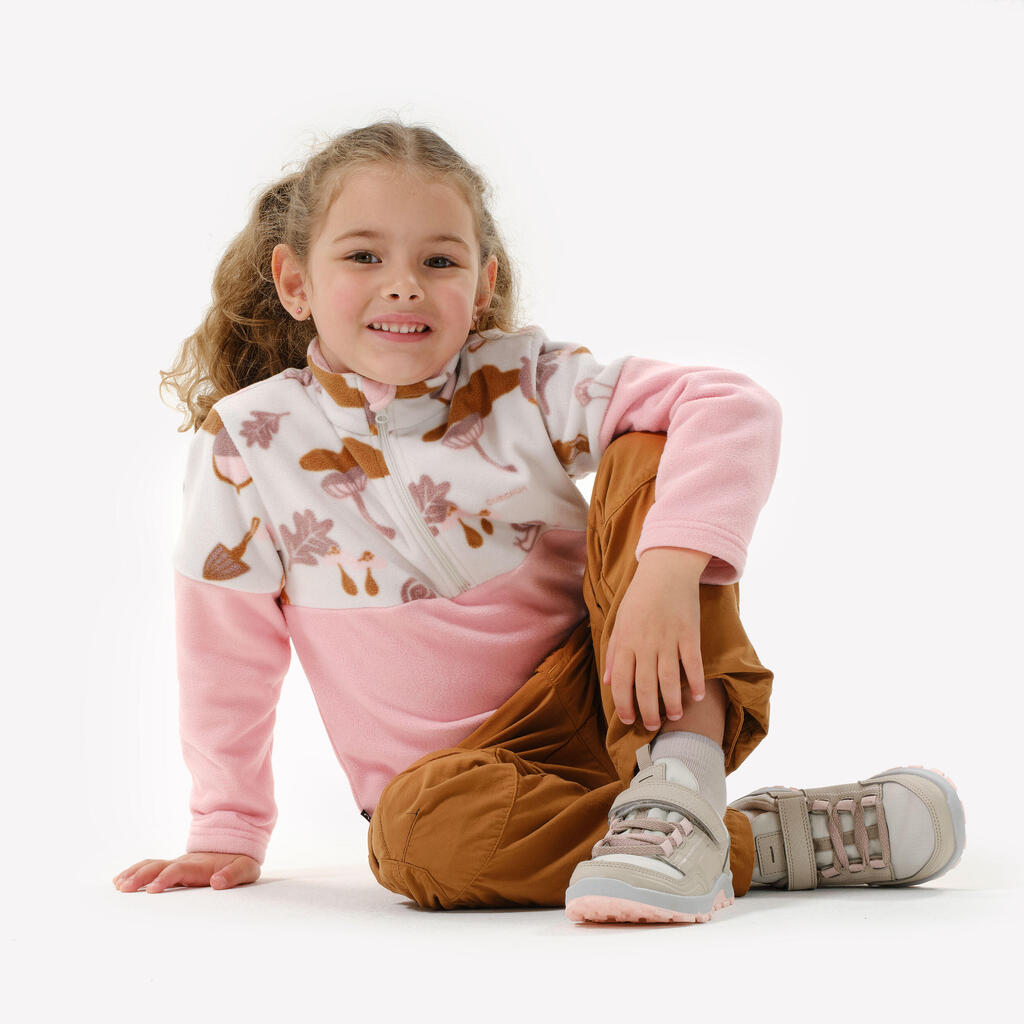Kids’ hiking fleece jacket MH500 half zip - 2-6 years - Yellow and Beige