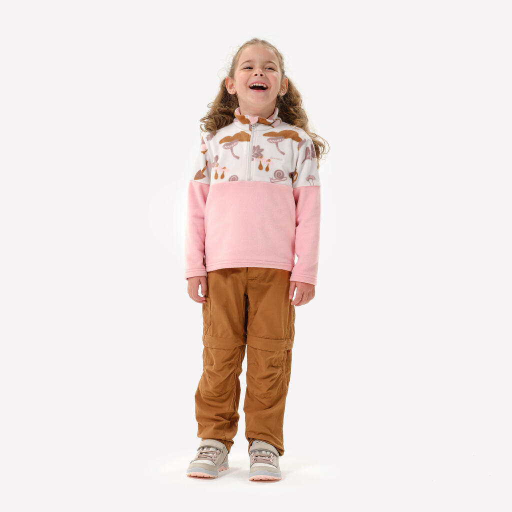 Kids’ hiking fleece jacket MH500 half zip - 2-6 years - Yellow and Beige
