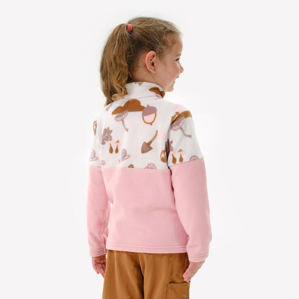 Kids’ hiking fleece jacket MH500 half zip - 2-6 years - Yellow and Beige