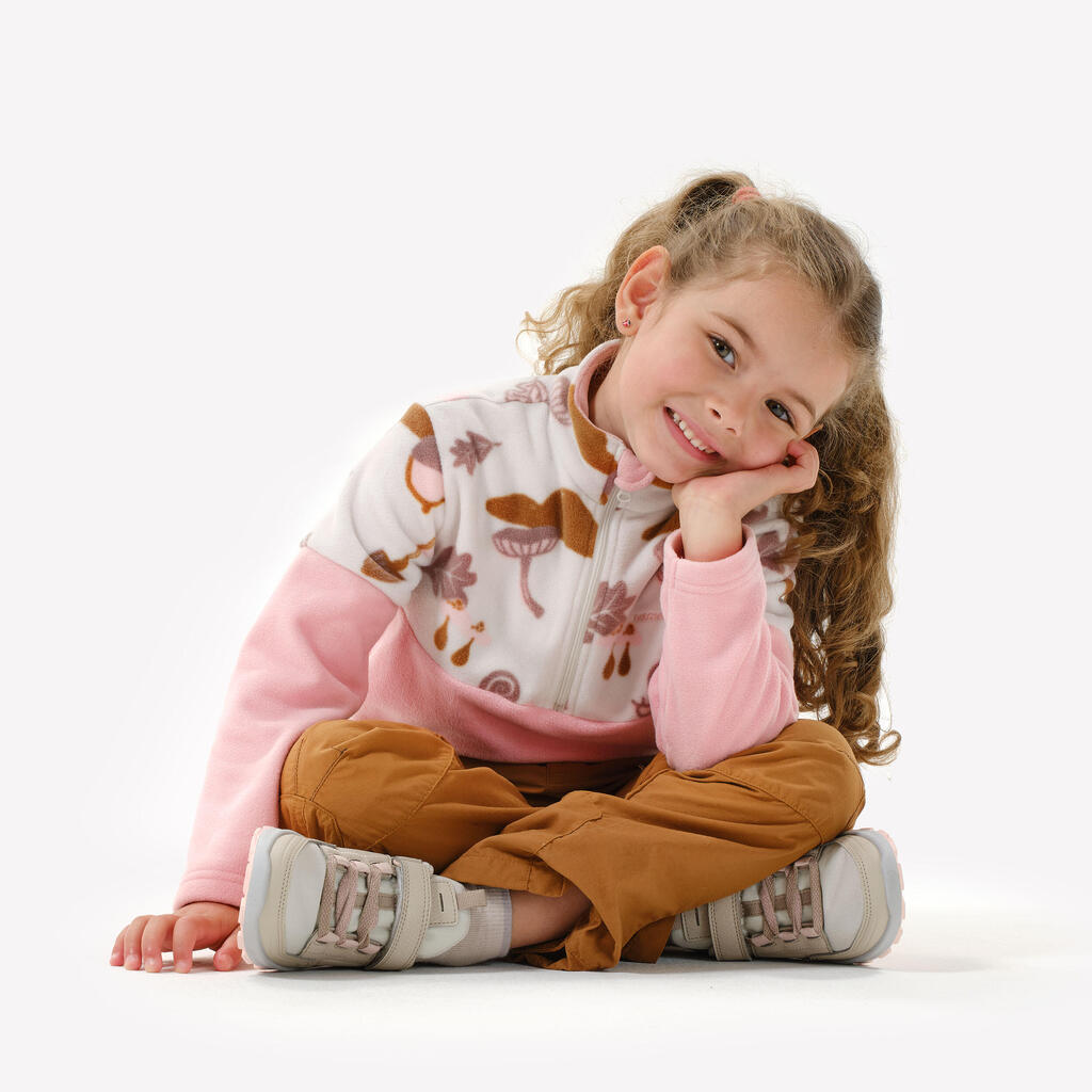 Kids’ hiking fleece jacket MH500 half zip - 2-6 years - Yellow and Beige