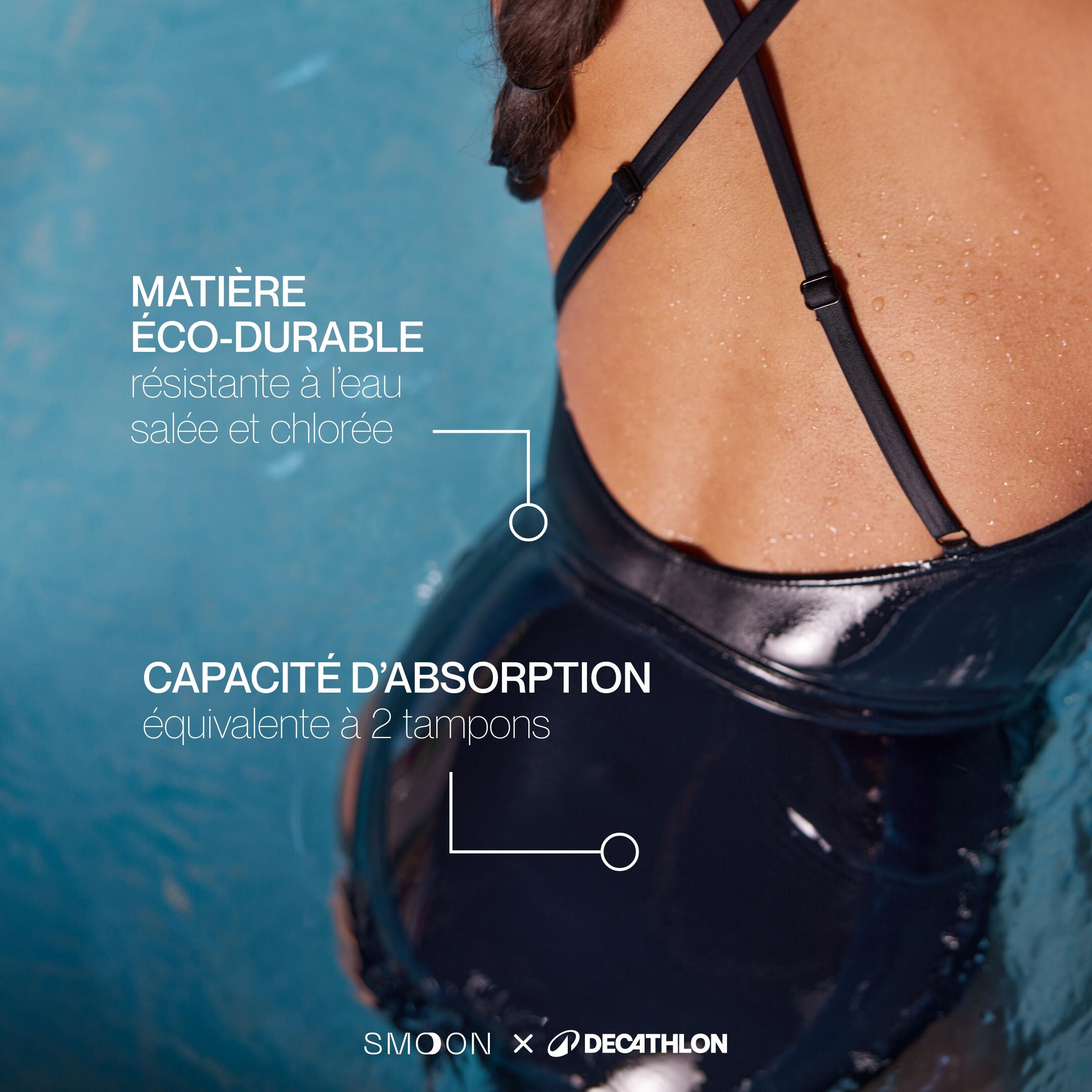 Maillot de bain menstruel 1 piece Femme SMOON Tethys noir SMOON Decathlon