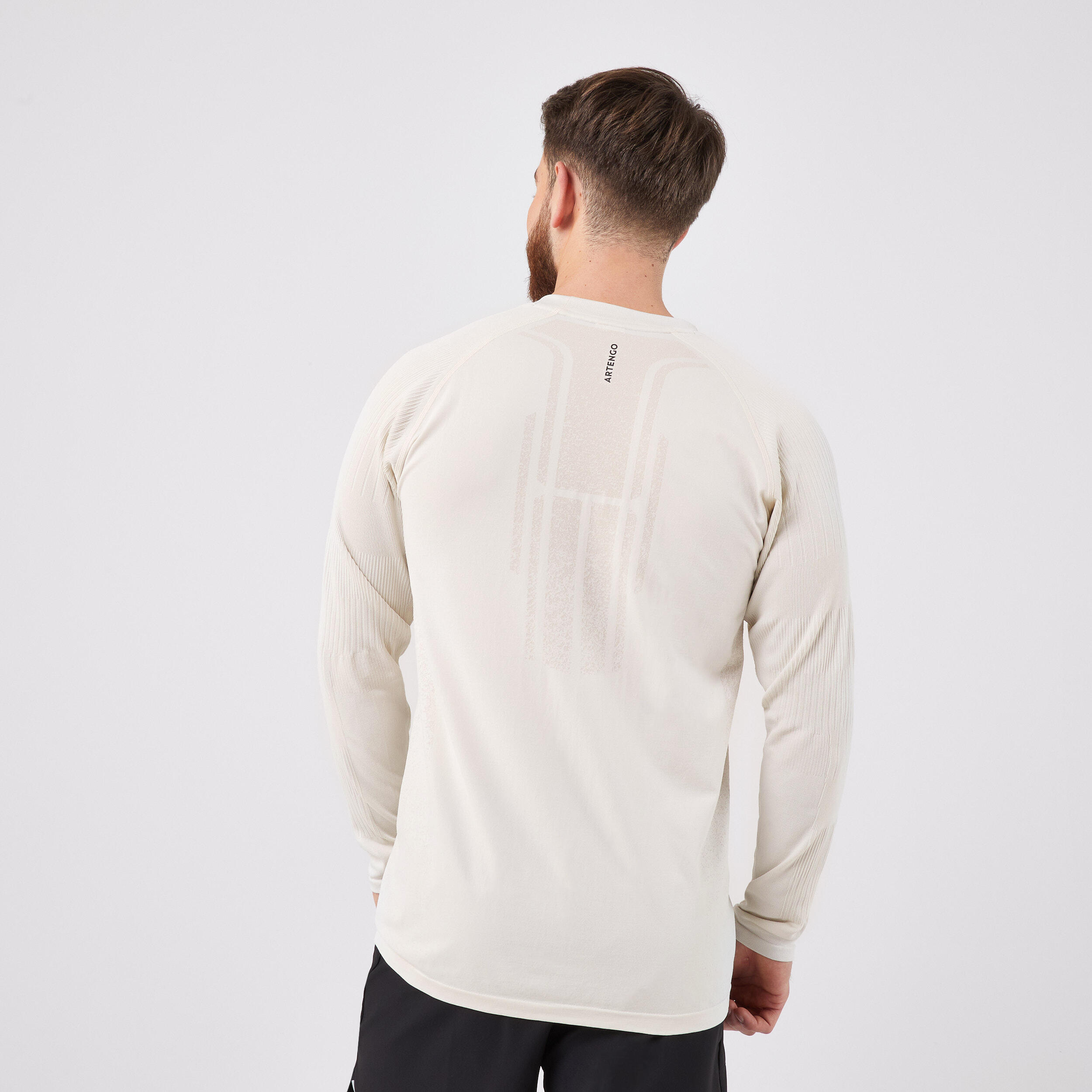 Camiseta de tenis de manga larga hombre - Blanco roto Beige 4/5