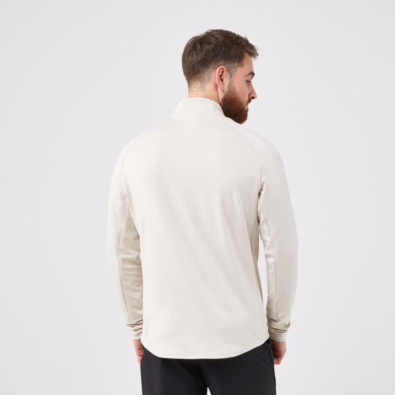 Erkek Uzun Kollu Yarım Fermuarlı Tenis Sweatshirtü - Bej - Thermic