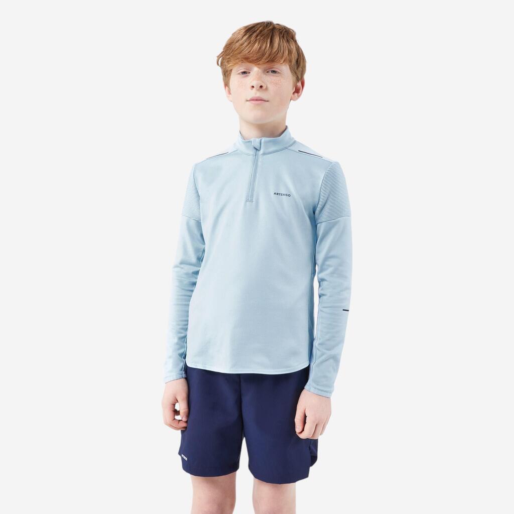 Kids' Tennis Long-Sleeved Half-Zip T-Shirt Thermic - Light Blue