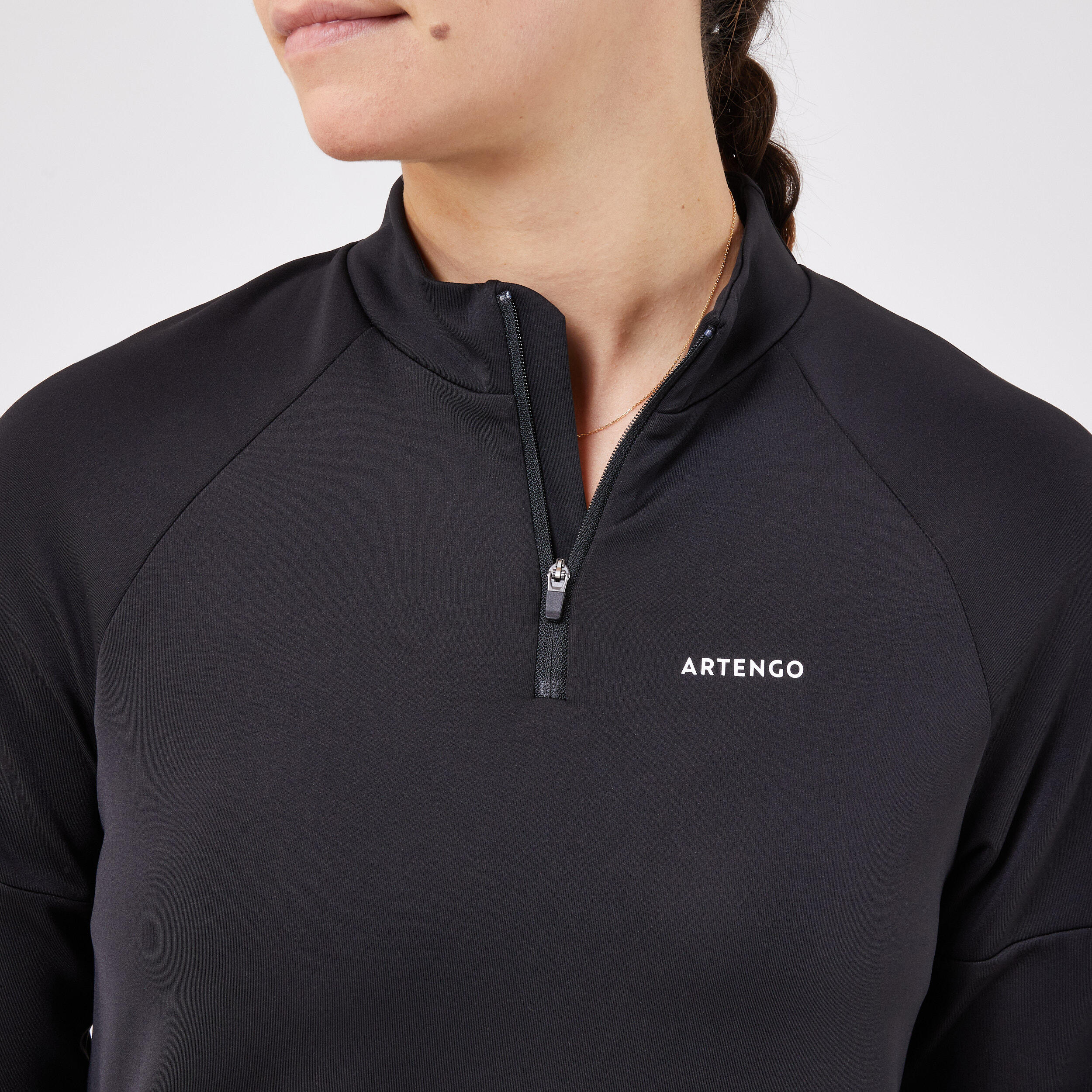Thermo tennisshirt met lange mouwen dames zwart 5/6
