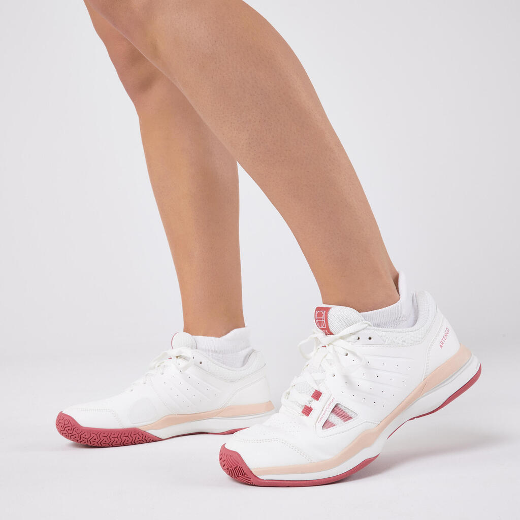 Moteriški teniso bateliai „TS500“, medvilnės, baltos spalvos