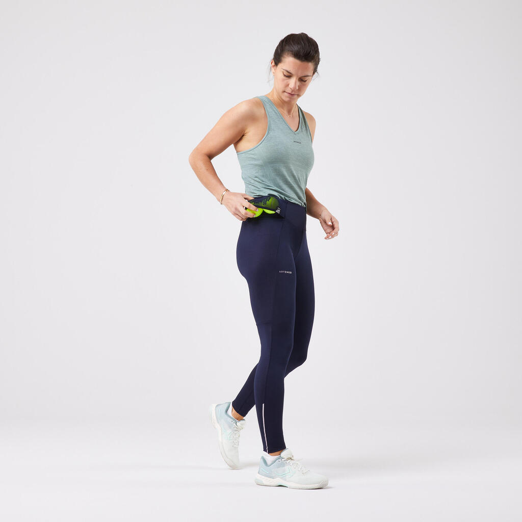 Damen Tennis Leggings - Tlegging Dry Hip Ball blau bedruckt