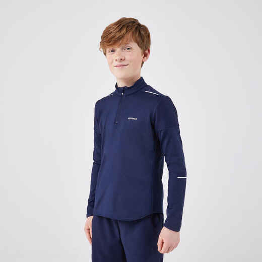 
      Kids' Tennis Long-Sleeved Half-Zip T-Shirt Thermic - Dark Blue
  