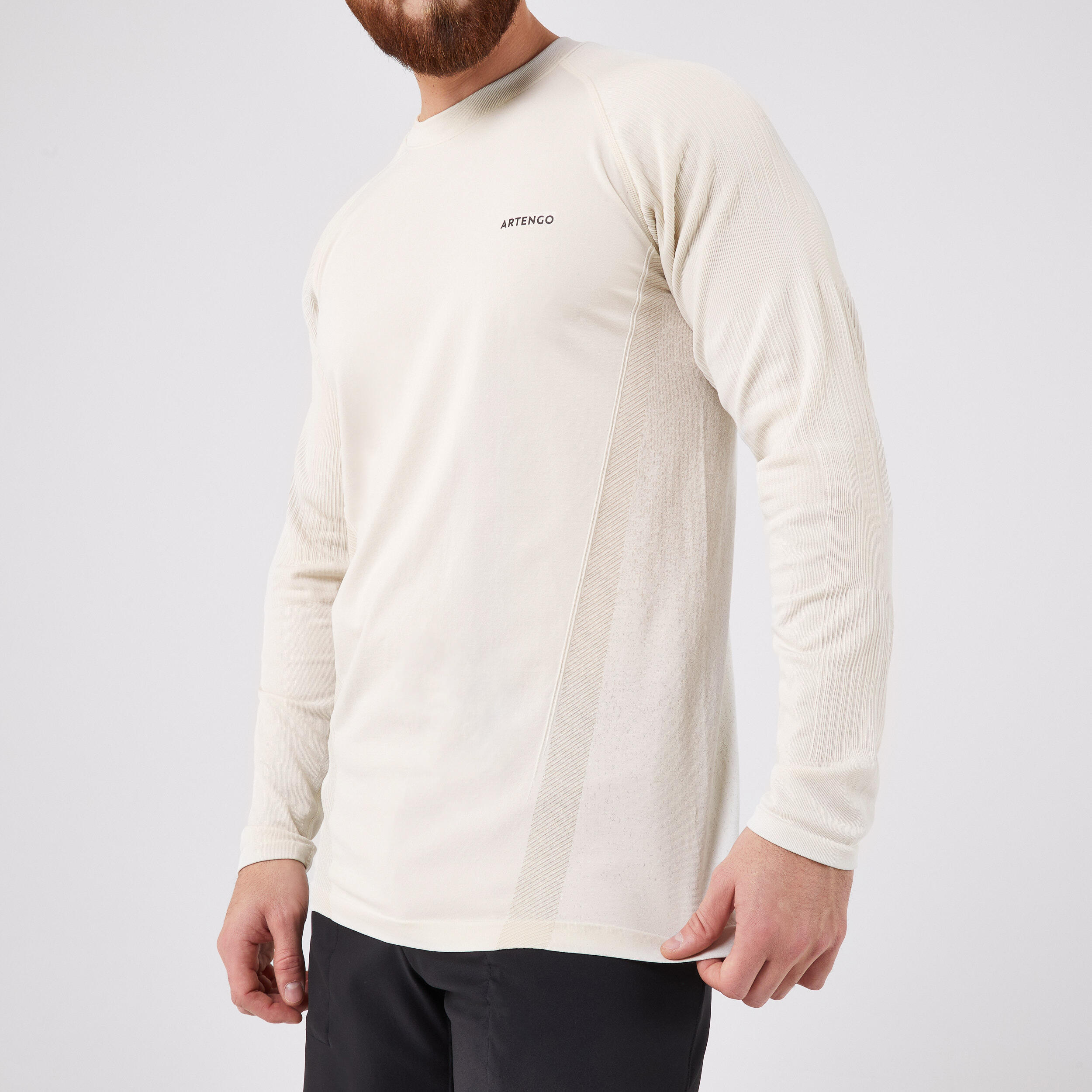 Camiseta de tenis de manga larga hombre - Blanco roto Beige 3/5